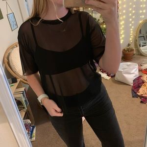 Black mesh top